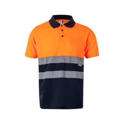 VL CUPID LARGE. Two-tone bird-eye polo shirt (160g/m²) with short sleeves, in polyester (100)